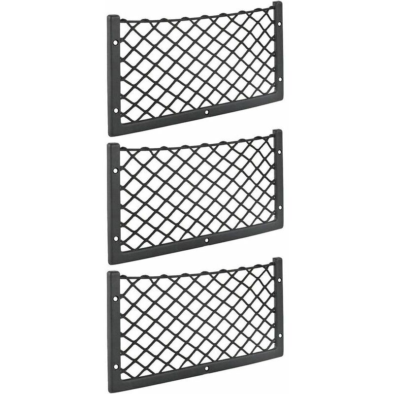 KZQ - Lot de 3 Filets de Rangement pour Voiture - 36 x 18 cm - Élastiques - Pour Van, Caravane, Camping-Car, Camion