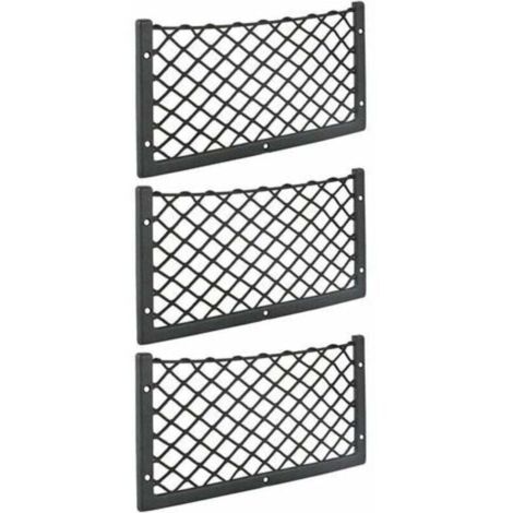 Lot de 3 filets de rangement pour voiture - 36 x 18 cm - Haute élasticité, filet de rangement pour bagages, magazines - T4 T5 T6 - Pour van, caravane, camping-car, camion