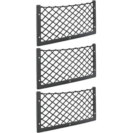 Lot de 3 filets de rangement pour voiture - 36 x 18 cm - Haute élasticité, filet de rangement pour bagages, magazines - T4 T5 T6 - Pour van, caravane, camping-car, camion