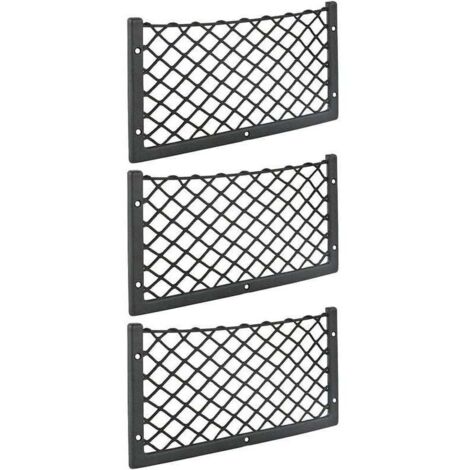 Lot de 3 filets de rangement pour voiture 36 x 18 cm – Maille élastique – Pour van. camping-car. camion – Installation facile