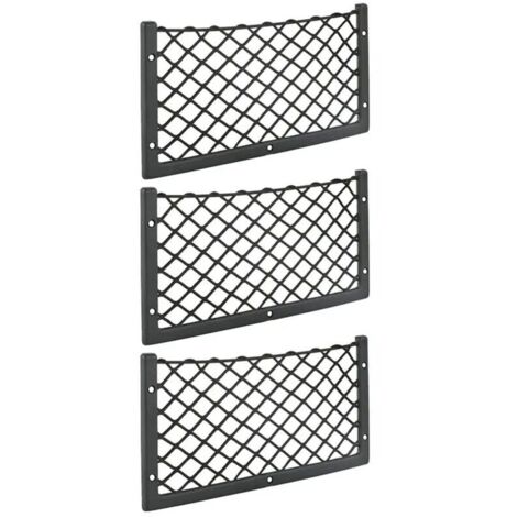 Lot de 3 filets de rangement pour voiture (avec vis) - 36 x 18 cm - Haute élasticité - Filet de rangement pour fourgon, caravane, camping-car, camion, bateau