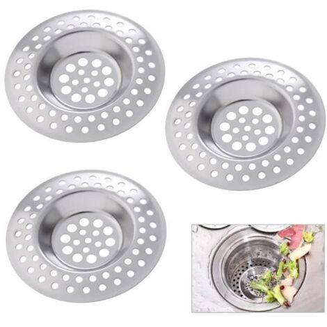 Lot de 3 Filtre évier Cuisine, Filtre de vidange en Acier Inoxydable, Filtre évier, Grille a evier, bonde Baignoire, Filtre ,