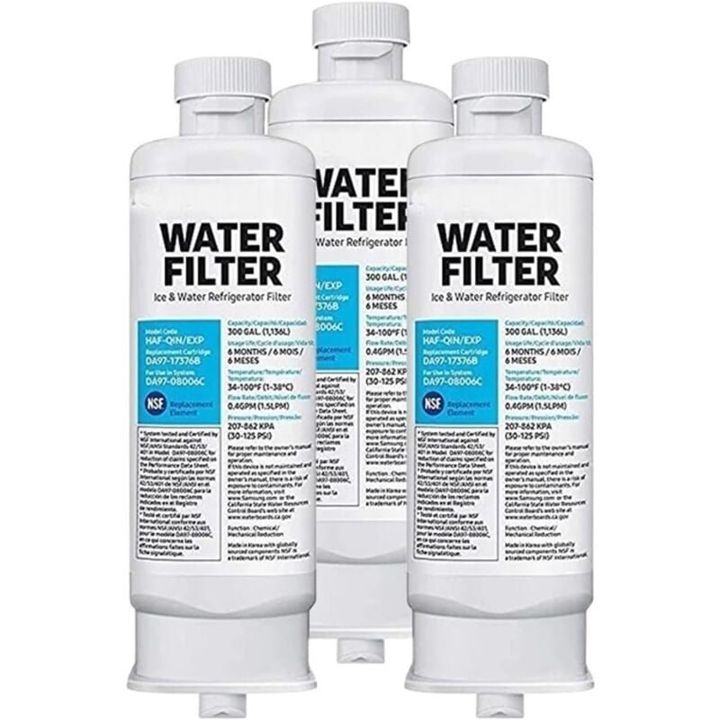 Lot de 3 filtres à eau de réfrigérateur de rechange pour Samsung DA97-17376B DA97-08006C HAF-QIN HAF-QIN/EXP