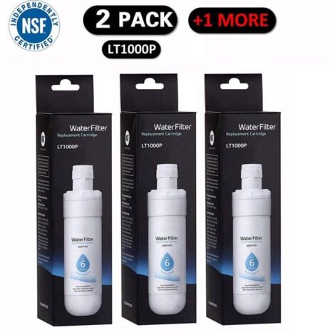 Lot de 3 filtres à eau LT1000P2 pour réfrigérateur Remplacement tous les 6 mois Élimine 99,99 % des contaminants Compatible avec plusieurs modèles