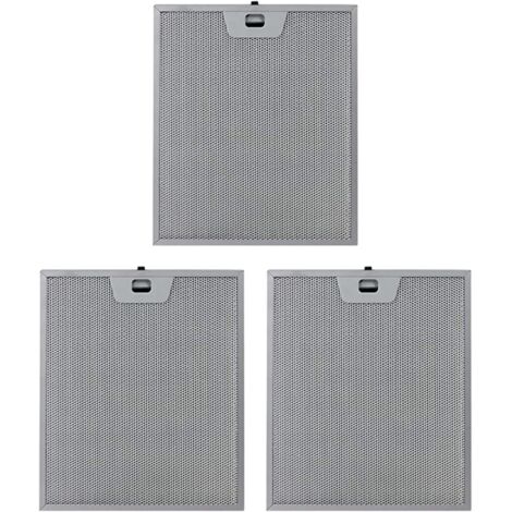 Lot de 3 filtres à graisse en aluminium pour hotte aspirante - 300 x 250 mm - Argent - 5 couches de filtration métallique pour une séparation plus efficace des odeurs et des graisses - Remplacement