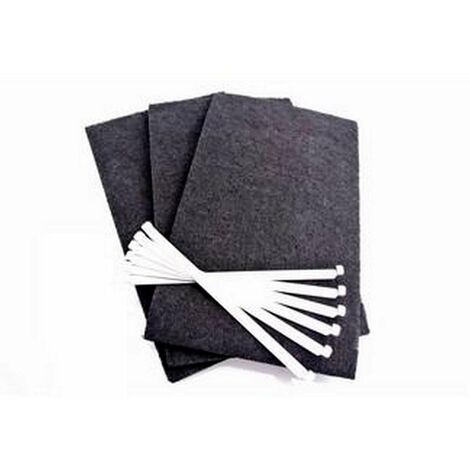 Lot de 3 filtres charbon (avec tiges de fixation) (74X7954) Hotte BRANDT, FAGOR, SAUTER, MASTERCOOK