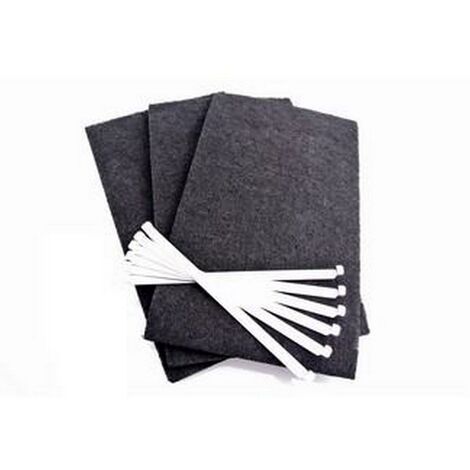 Lot de 3 filtres charbon (avec tiges de fixation) (74X7954) Hotte BRANDT, FAGOR, SAUTER, MASTERCOOK