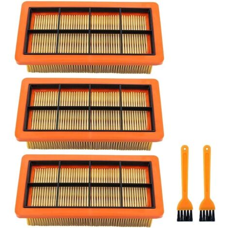 Lot de 3 filtres d'aspirateur plissés plats pour Kärcher AD 2, AD 2 Battery, AD 4 Premium, AD 3 Premium, AD 3, AD 3.200, AD 3.000 Remplace 6.415-953.0