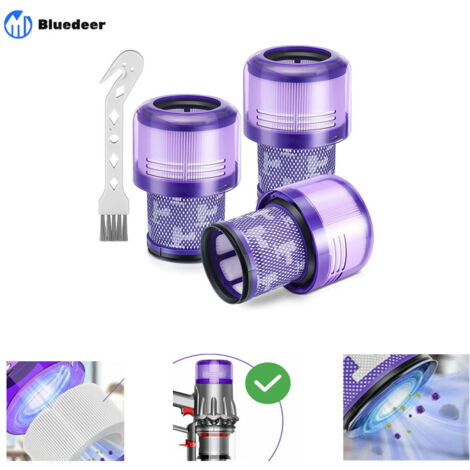 Lot de 3 filtres de rechange pour aspirateur sans fil Dyson V11, Dyson V11 Torque Drive, V11 Animal, V15 Detect, comparé à la pièce  970013-02 （pas de brosse）