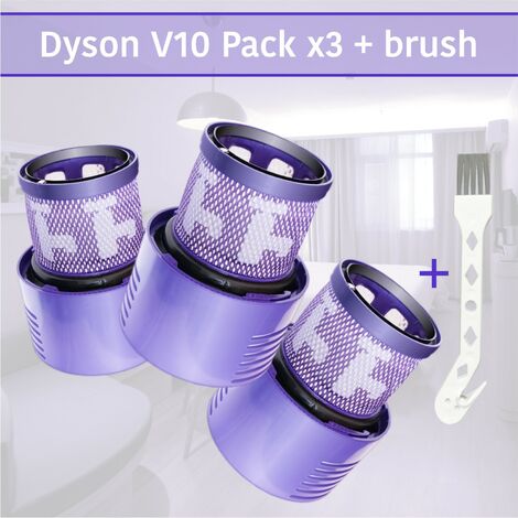 Lot de 3 filtres de remplacement pour aspirateur compatible avec Dyson Cyclone V10, numéro de pièce de rechange 969082-01