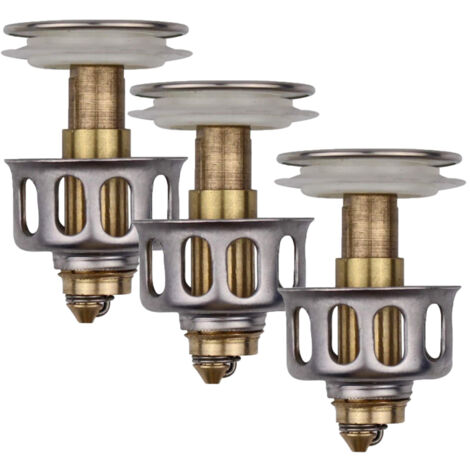 Lot de 3 filtres de vidange universels pour lavabo, bouchon de vidange escamotable avec panier, taille universelle, passoire pour évier de cuisine