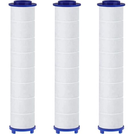 Lot de 3 Filtres en Coton PP avec Billes de Sulfite de Calcium pour Pommeau de Douche, Cartouche Sédiment Filtrée, Filtre Pomme Douche 10,5x2 cm