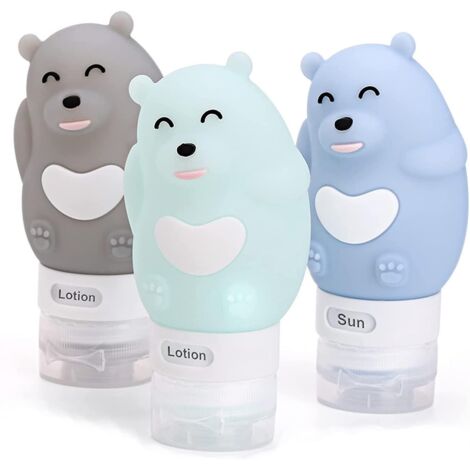 Lot de 3 flacons de voyage mignons en silicone de 80 ml pour liquides - Tubes en silicone souples