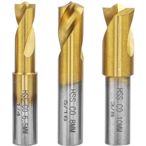Lot de 3 Forets à Souder - Fraise à Dépointer HSS CO Titane pour Enlever Joints de Soudure en Tôle (6.5mm/8mm/10mm)