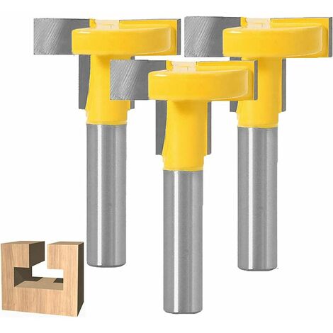 Lot de 3 fraises à défoncer avec fente en T - Tige de 8 mm en carbure - Outil de travail du bois，