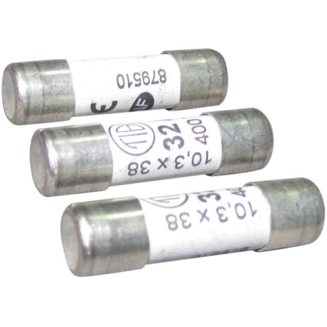 Lot de 3 fusibles céramique 10.3x38mm, 32A, 400V - Tibelec