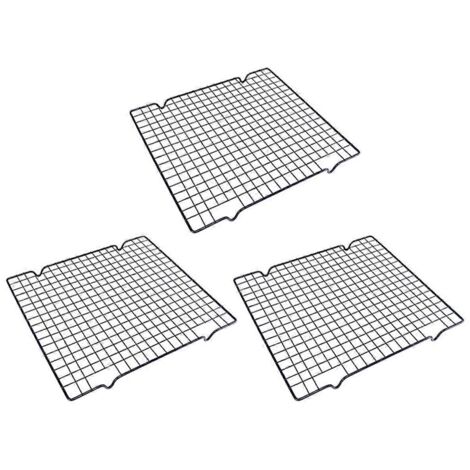 Lot de 3 grilles de refroidissement pour gâteaux, filet de séchage pour pain en acier au carbone noir, grille B--