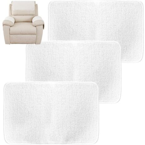 Lot de 3 Housse D'appui-tête de Canapé en Polyester Souple, Housse D'accoudoir de Canape, résistante à l'usure Protection Housse de Fauteuil Blanc
