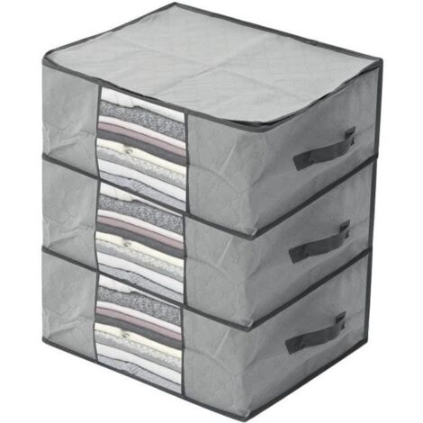 Lot De 3 Housse De Rangement Sous Vide Sac De Rangement Pour Couette Vêtements GRIS