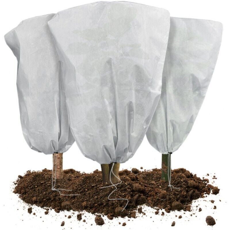 Lot de 3 Housse Hivernage Plante avec Cordon Polypropylème 80g/m² ,80x100cm,blanc