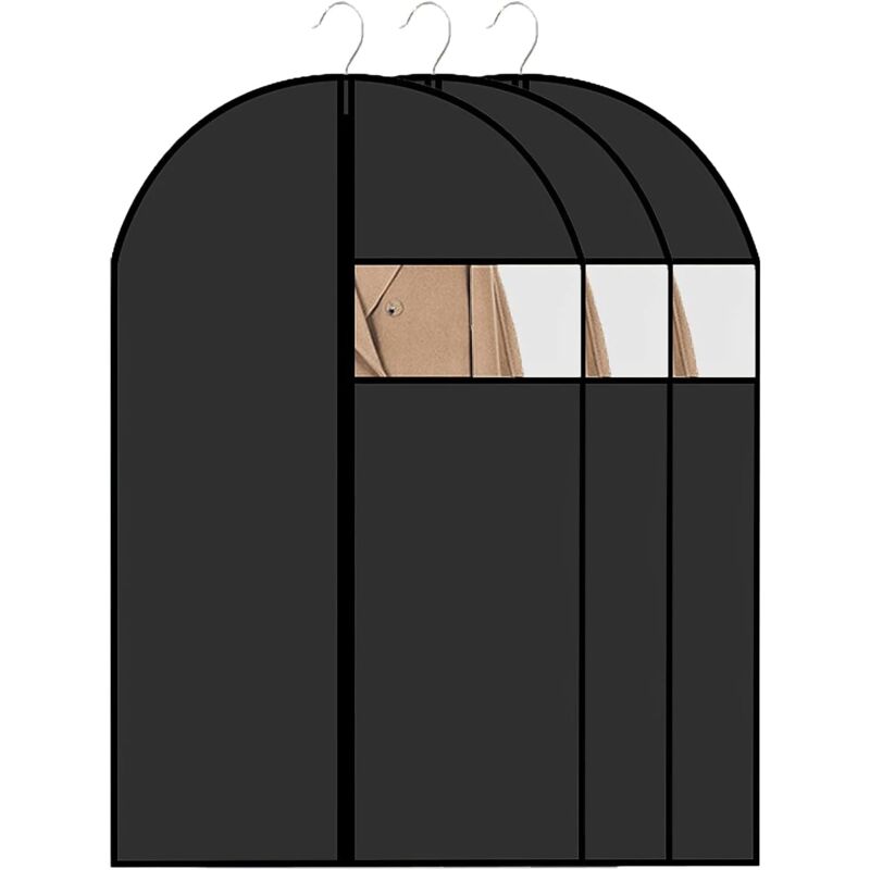 Lot de 3 housses à vêtements en PEVA 60x120cm Housse de Protection pour Vêtements anti Poussière Imperméables avec zipHousse Vetement à Suspendre