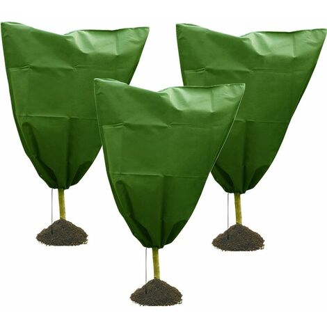 Lot de 3 housses de protection d'hiver avec cordon de serrage pour plantes, sacs de protection contre le gel et le gel (80 x 100 cm)