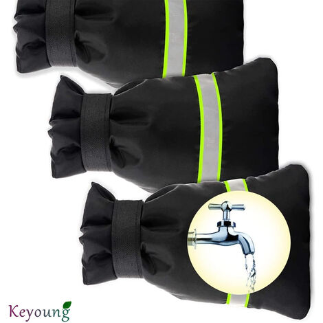 COSTJJ Lot de 3 housses de protection pour robinet extérieur d'hiver contre le gel, isolées et épaisses avec bandes réfléchissantes, réutilisables pour la conservation -Keyoung