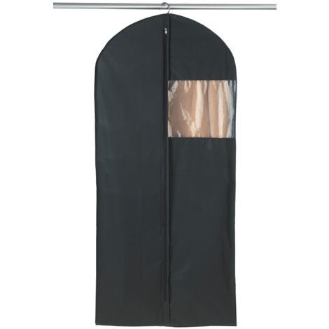 Lot de 3 housses de protection WENKO, Housse vêtements zippée avec hublot, Anti poussière, anti mites, Pour costumes, manteaux, Lavable, PEVA, 60x150x12 cm, Noir
