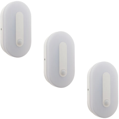 Lot de 3 hublots ovales extérieurs LED 12W IP65 + détecteur mouvement - Zenitech