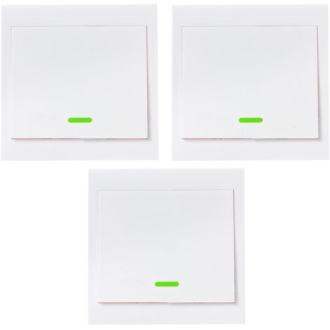 Lot de 3 interrupteurs muraux à bouton-poussoir 1 Gang 86 Type ON/Off Panneau de commutation 433 MHz Télécommande RF sans fil Transmetteur avec autocollants Position libre Flexible pour la maison Sal