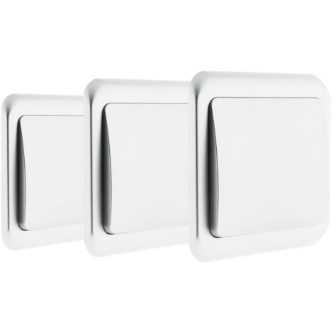 Lot de 3 interrupteurs simples 10A - chrome - Zenitech