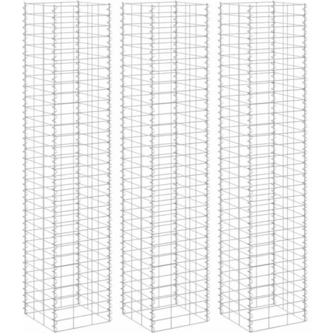 Lot de 3 Jardinières - Balconnière à fleurs Lit surélevé en gabion 30x30x150 cm Fer BV242534 - BonneVie