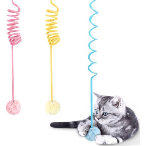 Lot de 3 jouets à ressort pour chat, ressort élastique à suspendre pour jeu automatique avec cloche