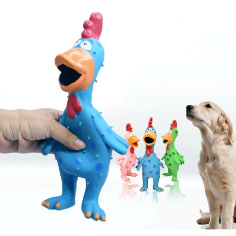 Lot de 3 jouets pour chiens en latex en forme de poulet qui couinent, figurines d'animaux allongées