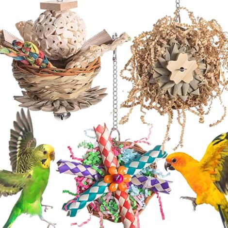 Lot de 3 jouets pour oiseaux, perroquets, perruches, perruches, oiseaux, conures, inséparables
