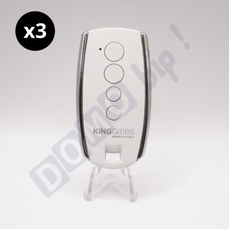 Lot de 3 King Gates Télécommandes Stylo 4K Blanche - Fréquence 433.92 MHz - 4 Canaux - Sécurité Rolling Code - Portée jusqu'à 150m - Compatible Portails et Portes Motorisées