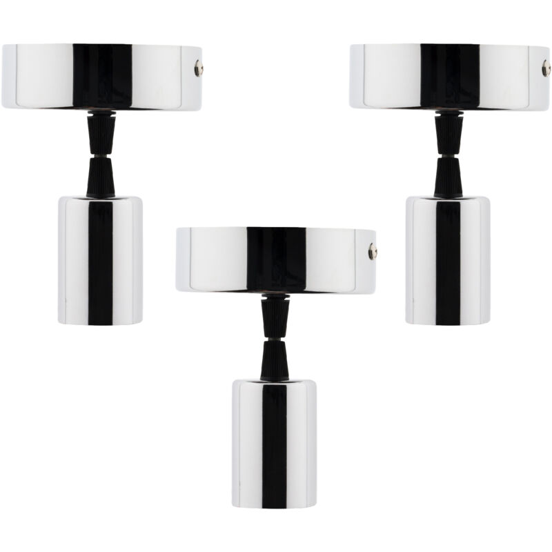 Elexity - Lot de 3 kits de suspension luminaire métal avec cordons textiles Chrome