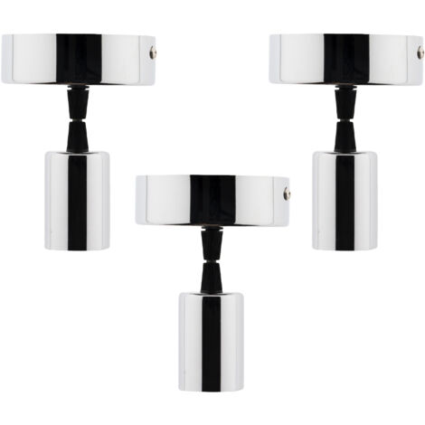 Lot de 3 kits de suspension luminaire métal avec cordons textiles Chrome