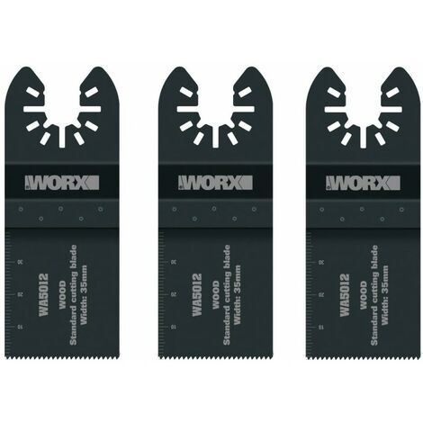 Lot de 3 lames pour outil multifonction WA5012.3 de 35 mm pour la découpe du bois, du PVC et des plaques de plâtre (Sonicrafter - Worx)
