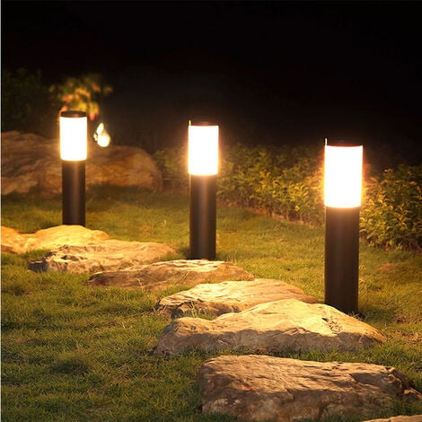 Outsunny Luminaire Extérieur Solaire Lampadaire Lanterne Classique 6 LED  Extérieur IP44 Acier Inoxydable Hauteur 177 cm Noir 