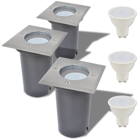 Lot de 3 Lampe LED encastrable au sol d'extérieur  Lampe de Jardin Lampadaire Carré 62239