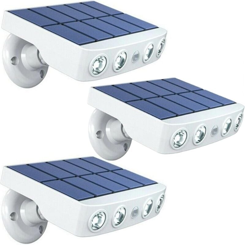 Lot de 3 - Lampe projecteur solaire extérieur étanche avec détecteur de mouvement - Panneau a recharge rapide
