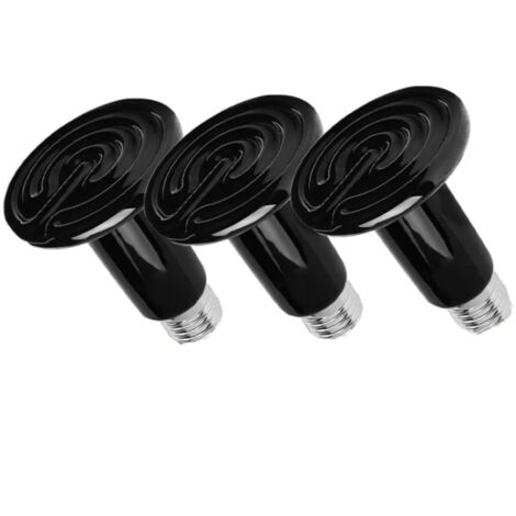 Lot de 3 lampes chauffantes en céramique pour reptiles, ampoule E27.