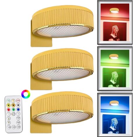 Lot de 3 lampes de tableau à piles - lampe de peinture magnétique sans fil