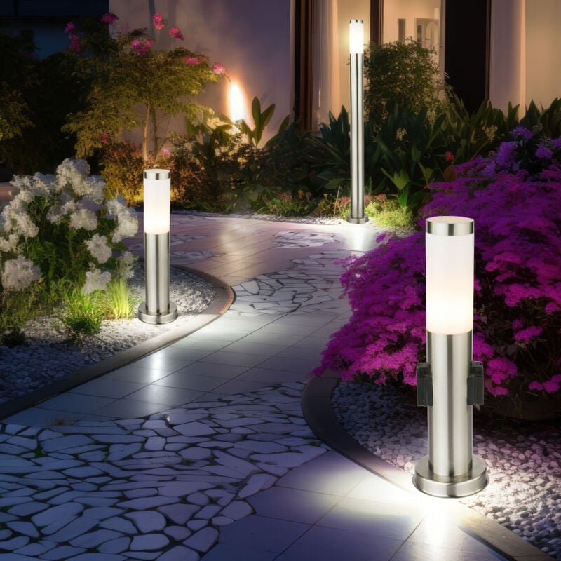 Etc-shop - Lampe d'extérieur lampadaire avec douilles douilles extérieures lampe de pied lampadaire acier inoxydable, lampadaire 1x 110cm 1x 45cm, 1x