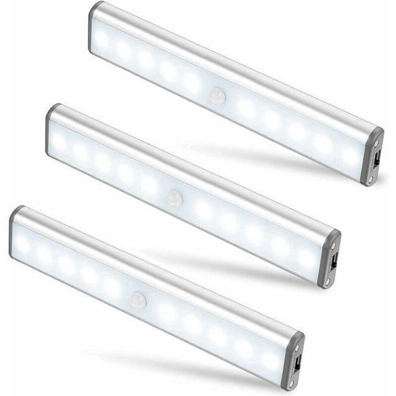 Lot de 3 lampes LED connectées à détecteur de mouvement et ventouses magnétiques, adaptées à divers environnements tels que placards, penderies,