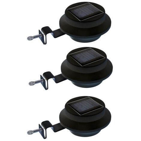 Lot de 3 lampes solaires de gouttière – Éclairage LED 100-110 lumen – Résistantes aux intempéries – Installation rapide sans perçage – Genius Ideas