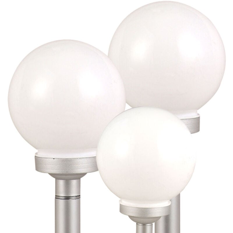 Set de 3 lampes solaires à led pour l'extérieur Balcon Eclairage Jardin Deko Lampes enfichables Boules blanches 15 et 20 cm