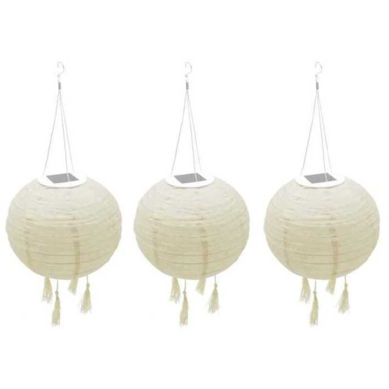 Lot de 3 lampions solaires himalaya Blanc Nylon ∅30cm