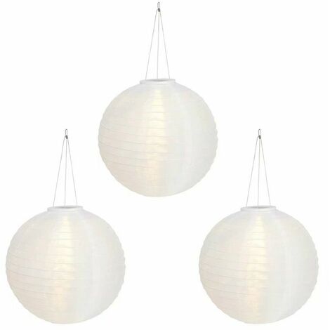 Lot de 3 Lampions Chinois Solaires Blancs à LED